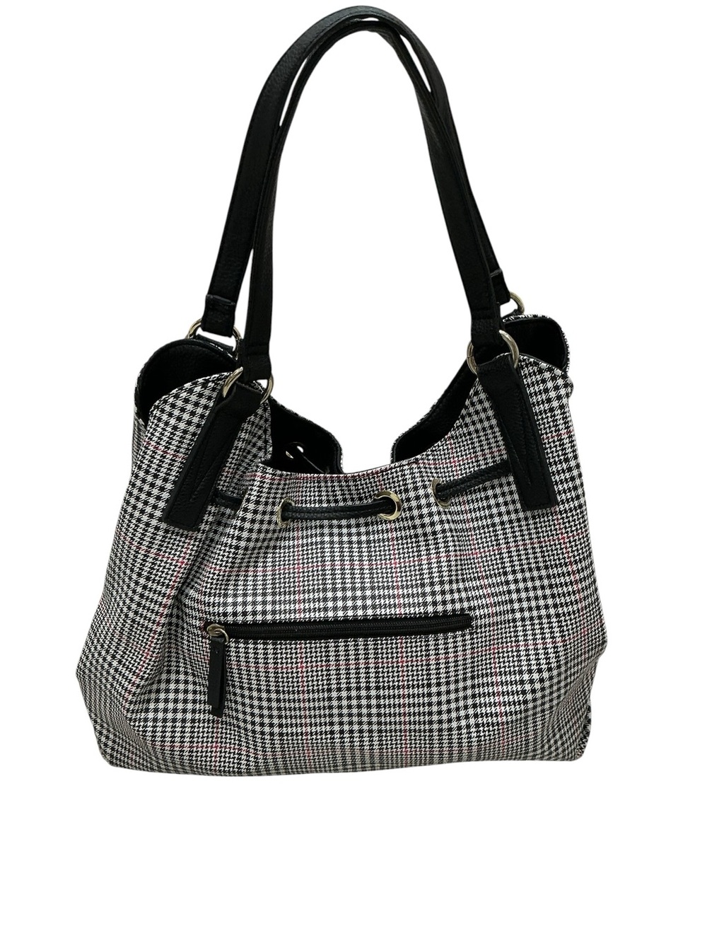 Liz Claiborne Houndstooth Shoulder Bag Tassel 3 Compartment Preppy Heritage Chic - Picture 4 of 16